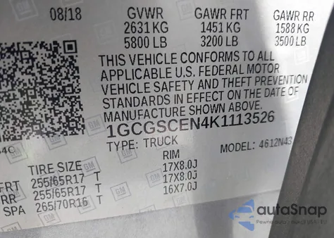 2019 Chevrolet Colorado Lt from USA, damaged, VIN 1GCGSCEN4K1113526